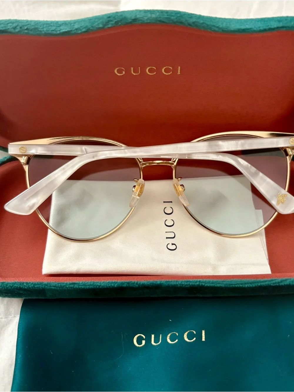 Gucci Light Blue and Gold Cat-Eye Glasses